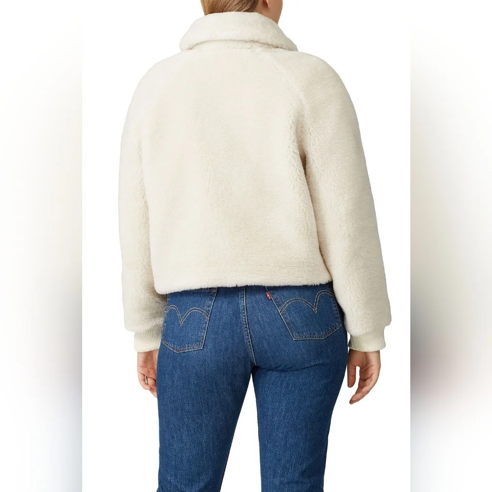 J. CREW Sherpa Bomber Jacket Teddy Plush Fleece Faux Fur Cream Small